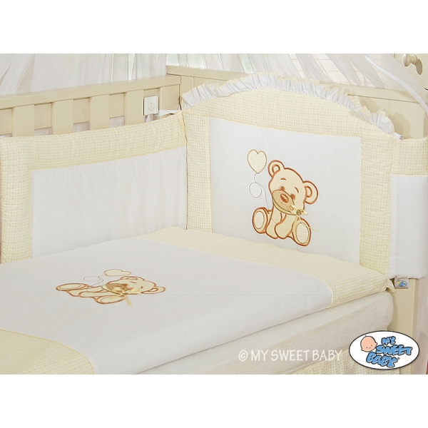 Babybett Bettwäsche Set 2-tlg - Bär mit Schleife weiß