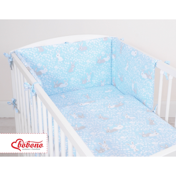 Babybett Bettwäsche Set 2-tlg - blaue Hasen