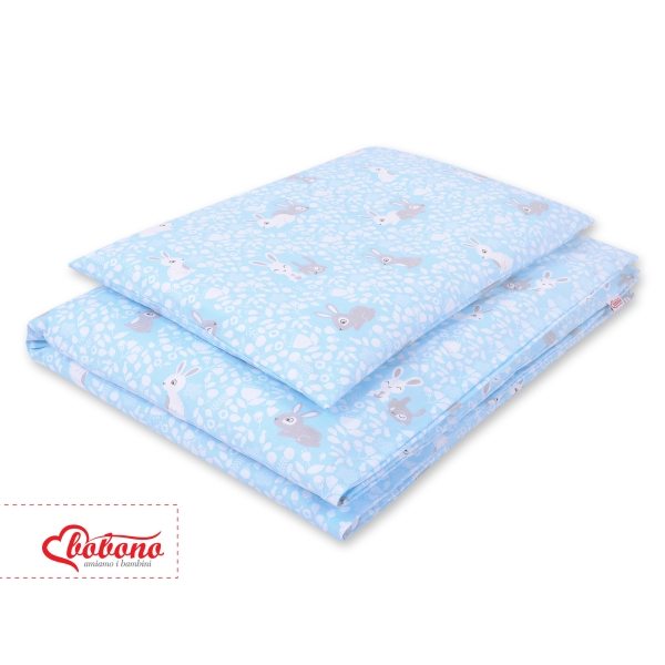 Babybett Bettwäsche Set 2-tlg - blaue Hasen