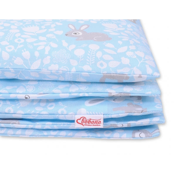 Babybett Bettwäsche Set 2-tlg - blaue Hasen