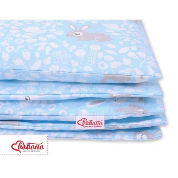 Babybett Bettwäsche Set 2-tlg - blaue Hasen
