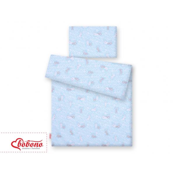 Babybett Bettwäsche Set 2-tlg - blaue Hasen