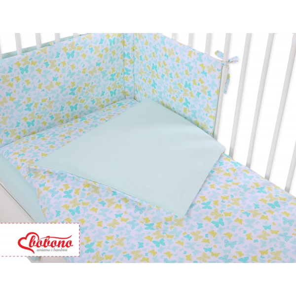 Babybett Bettwäsche Set 2-tlg - blaue Schmetterlinge