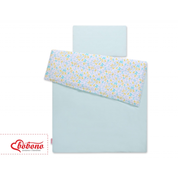 Babybett Bettwäsche Set 2-tlg - blaue Schmetterlinge
