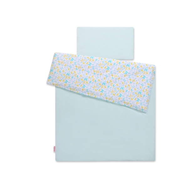 Babybett Bettwäsche Set 2-tlg - blaue Schmetterlinge