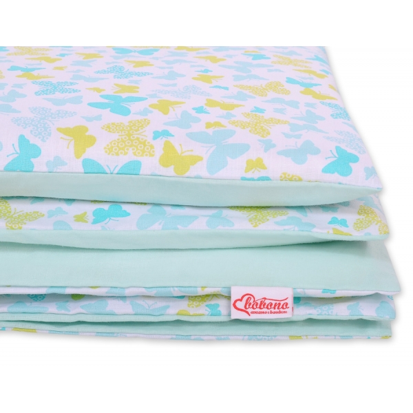 Babybett Bettwäsche Set 2-tlg - blaue Schmetterlinge