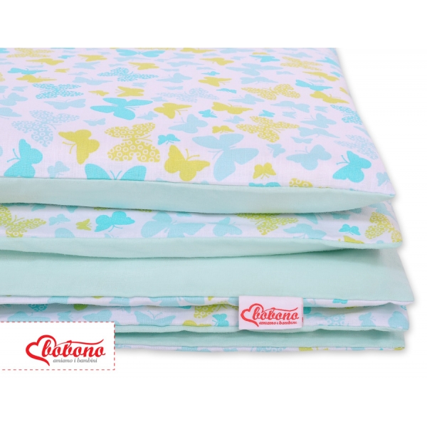 Babybett Bettwäsche Set 2-tlg - blaue Schmetterlinge