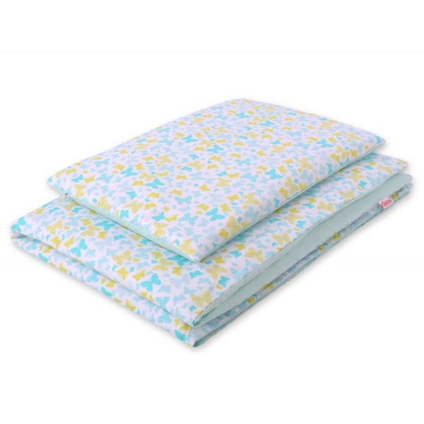 Babybett Bettwäsche Set 2-tlg - blaue Schmetterlinge