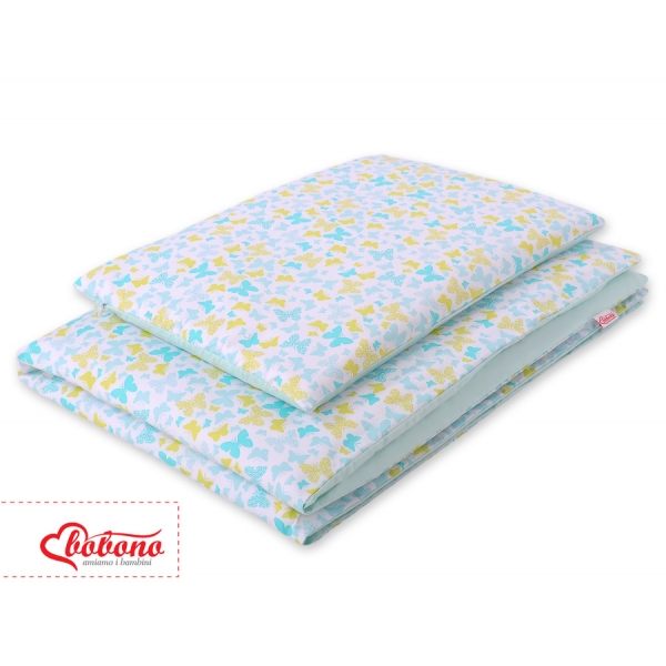 Babybett Bettwäsche Set 2-tlg - blaue Schmetterlinge