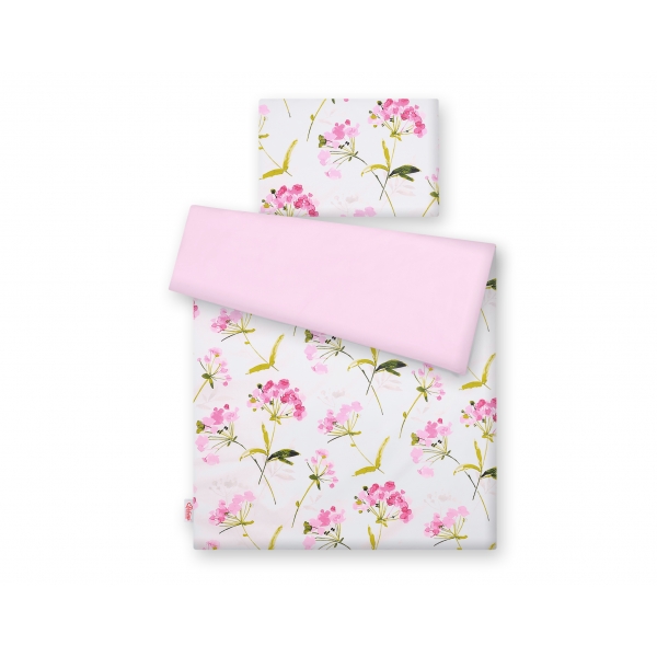 Babybett Bettwäsche Set 2-tlg - Blumen rosa