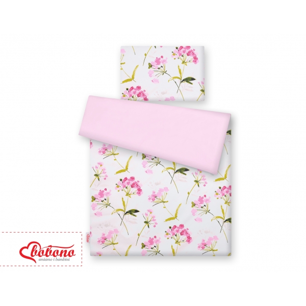 Babybett Bettwäsche Set 2-tlg - Blumen rosa