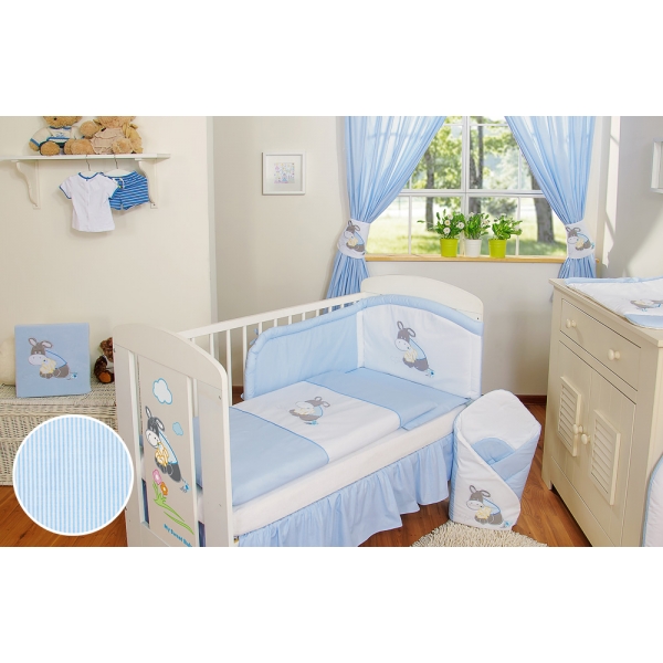 Babybett Bettwäsche Set 2-tlg - Esel Luca blau