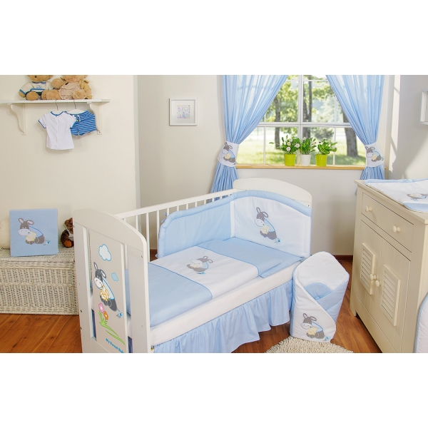 Babybett Bettwäsche Set 2-tlg - Esel Luca blau