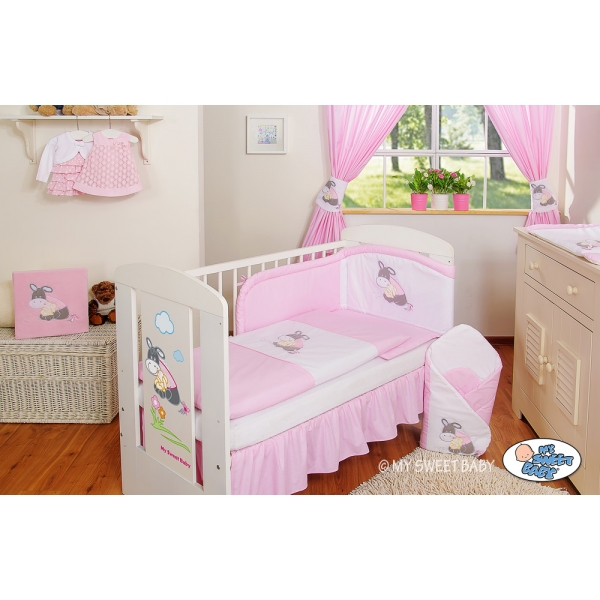 Babybett Bettwäsche Set 2-tlg - Esel Luca rosa