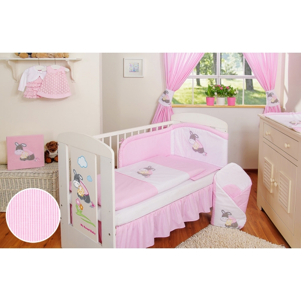 Babybett Bettwäsche Set 2-tlg - Esel Luca rosa