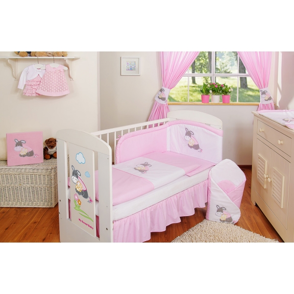 Babybett Bettwäsche Set 2-tlg - Esel Luca rosa