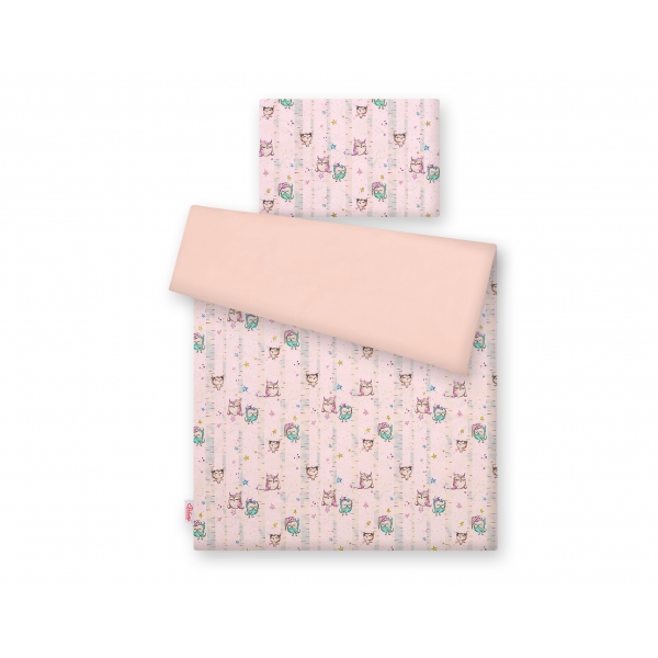 Babybett Bettwäsche Set 2-tlg - Eulen creme-minze