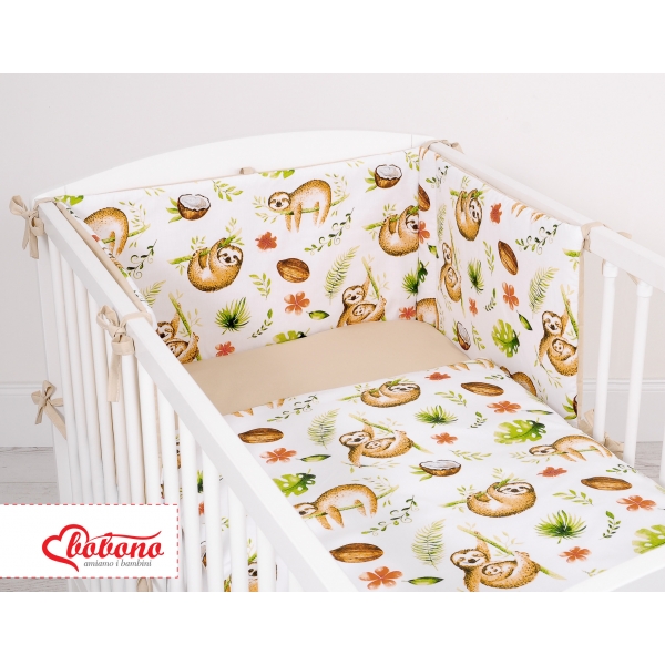 Babybett Bettwäsche Set 2-tlg - Faultiere beige/beige