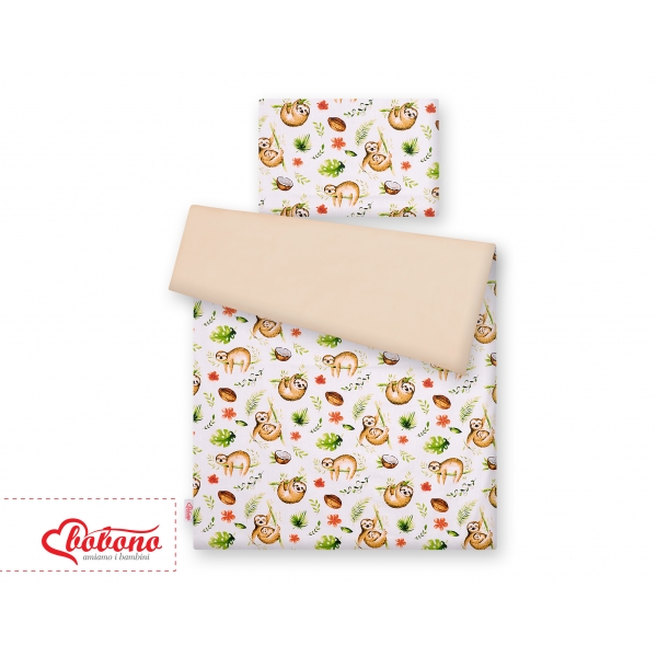 Babybett Bettwäsche Set 2-tlg - Faultiere beige/beige