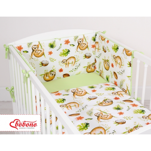 Babybett Bettwäsche Set 2-tlg - Faultiere beige/grün