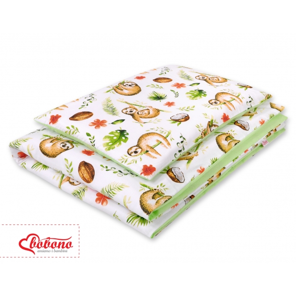 Babybett Bettwäsche Set 2-tlg - Faultiere beige/grün