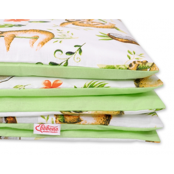 Babybett Bettwäsche Set 2-tlg - Faultiere beige/grün