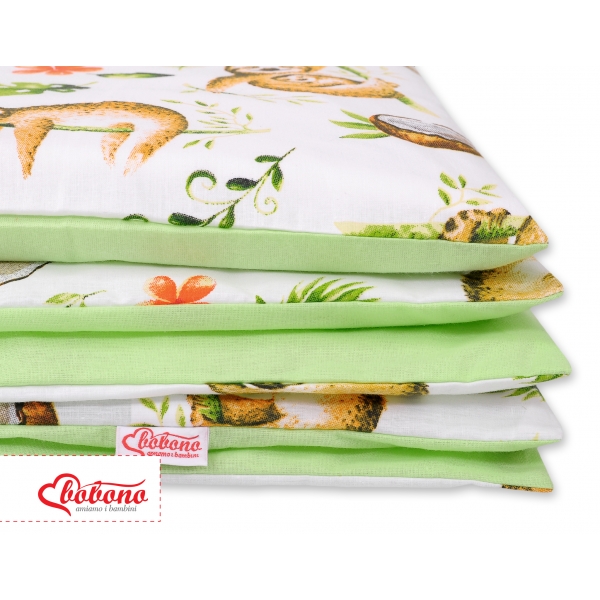 Babybett Bettwäsche Set 2-tlg - Faultiere beige/grün