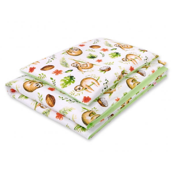 Babybett Bettwäsche Set 2-tlg - Faultiere beige/grün