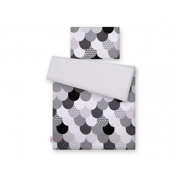 Babybett Bettwäsche Set 2-tlg - graue Fischschuppen
