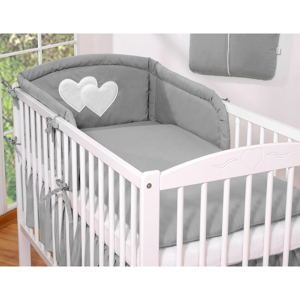 Babybett Bettwäsche Set 2-tlg - Hängende Herzen anthrazit