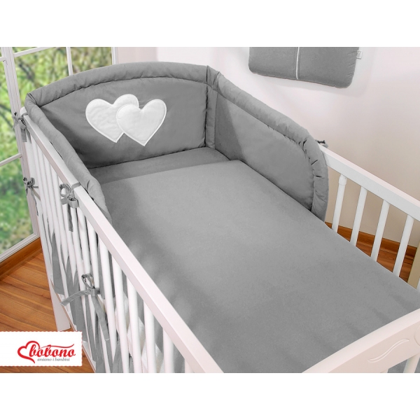Babybett Bettwäsche Set 2-tlg - Hängende Herzen anthrazit