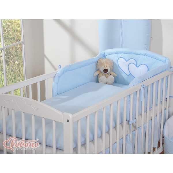 Babybett Bettwäsche Set 2-tlg - Hängende Herzen blau