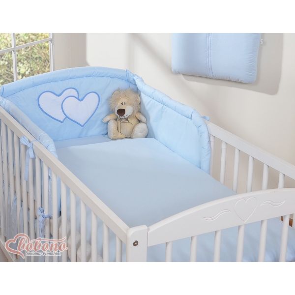 Babybett Bettwäsche Set 2-tlg - Hängende Herzen blau