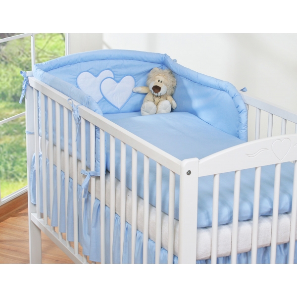 Babybett Bettwäsche Set 2-tlg - Hängende Herzen blau