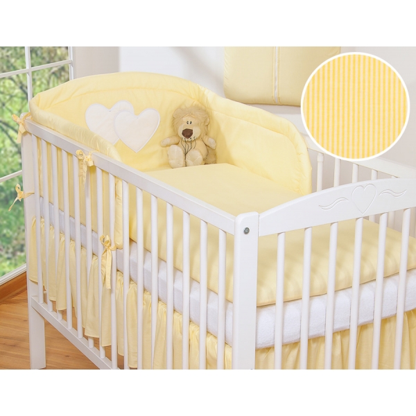 Babybett Bettwäsche Set 2-tlg - Hängende Herzen gelb gestreift