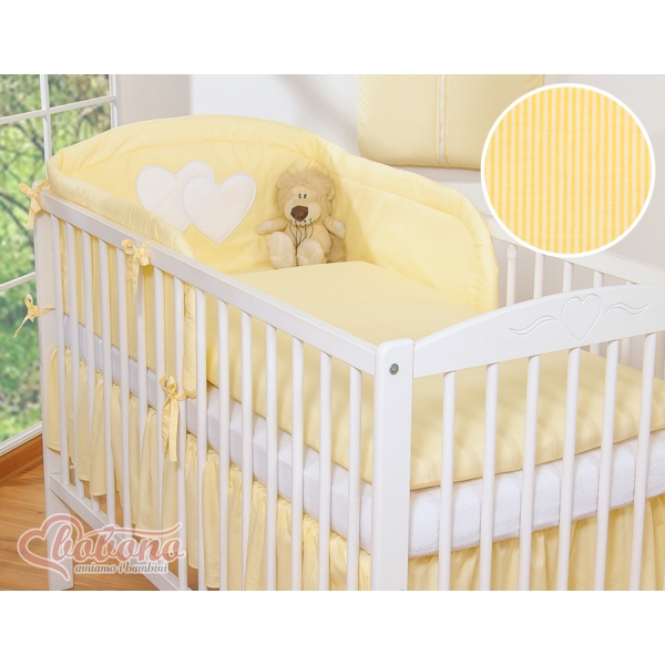Babybett Bettwäsche Set 2-tlg - Hängende Herzen gelb gestreift