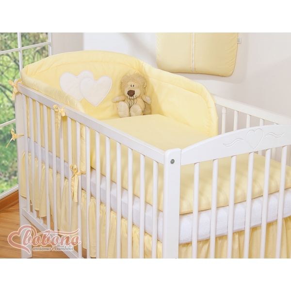 Babybett Bettwäsche Set 2-tlg - Hängende Herzen gelb gestreift