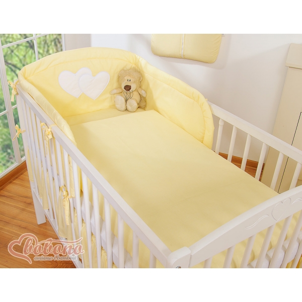 Babybett Bettwäsche Set 2-tlg - Hängende Herzen gelb gestreift