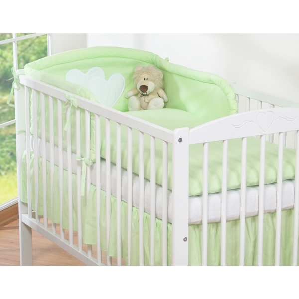 Babybett Bettwäsche Set 2-tlg - Hängende Herzen grün