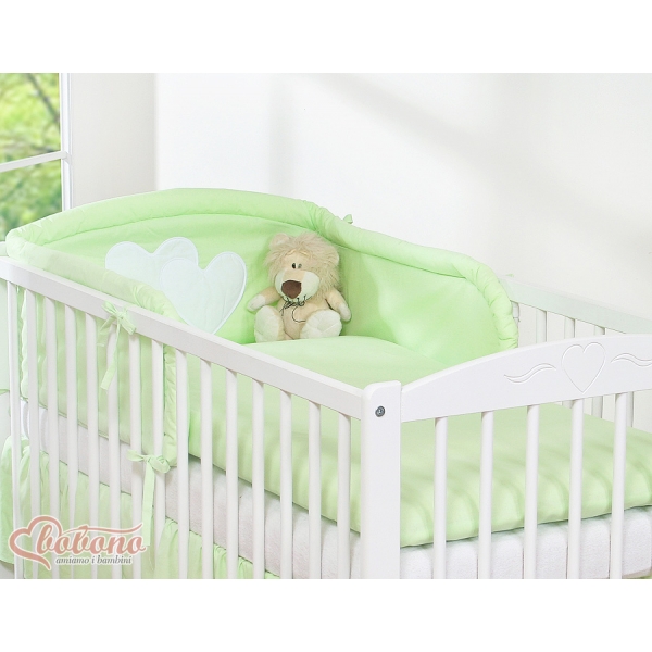 Babybett Bettwäsche Set 2-tlg - Hängende Herzen grün