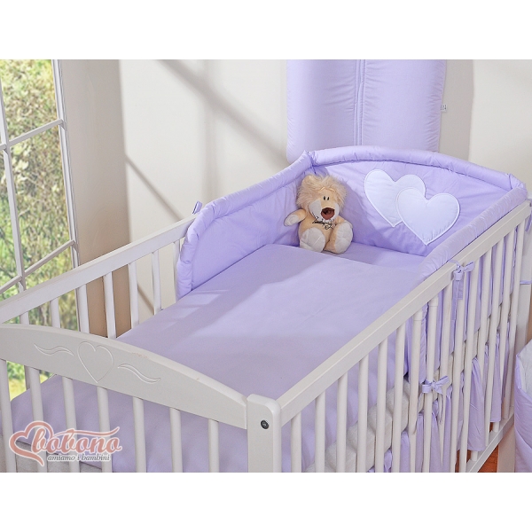Babybett Bettwäsche Set 2-tlg - Hängende Herzen lila