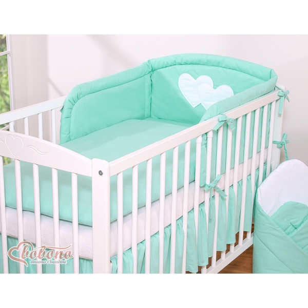 Babybett Bettwäsche Set 2-tlg-Hängende Herzen minze