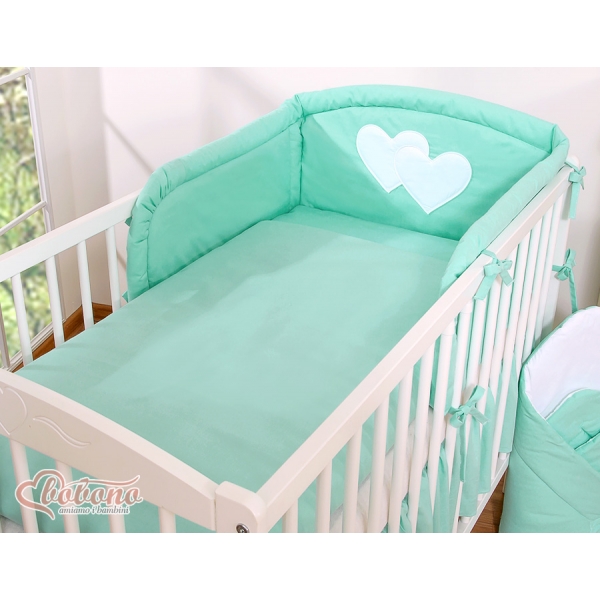 Babybett Bettwäsche Set 2-tlg-Hängende Herzen minze