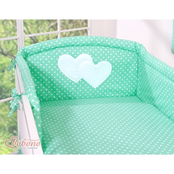 Babybett Bettwäsche Set 2-tlg-Hängende Herzen minze-Pubktmuster
