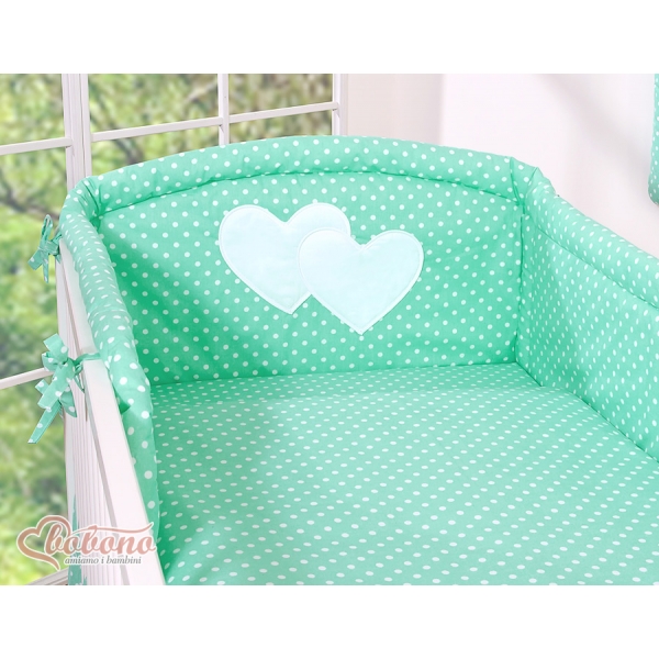Babybett Bettwäsche Set 2-tlg-Hängende Herzen minze-Pubktmuster