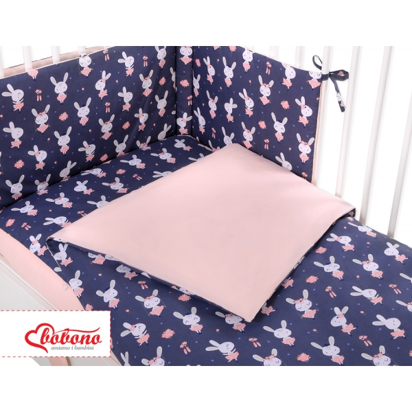 Babybett Bettwäsche Set 2-tlg - Hasen dunkelblau