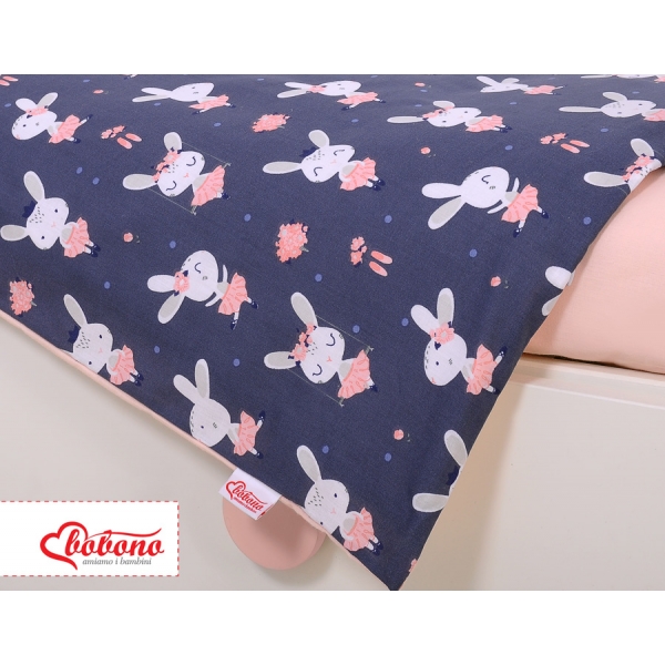 Babybett Bettwäsche Set 2-tlg - Hasen dunkelblau