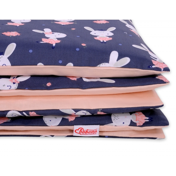 Babybett Bettwäsche Set 2-tlg - Hasen dunkelblau
