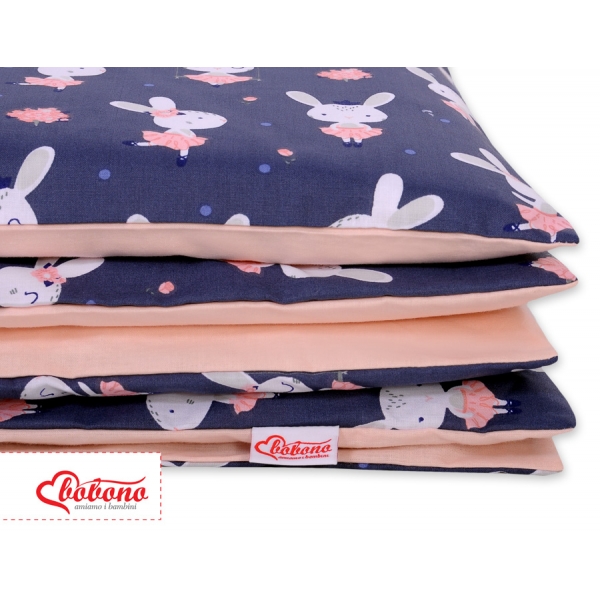 Babybett Bettwäsche Set 2-tlg - Hasen dunkelblau