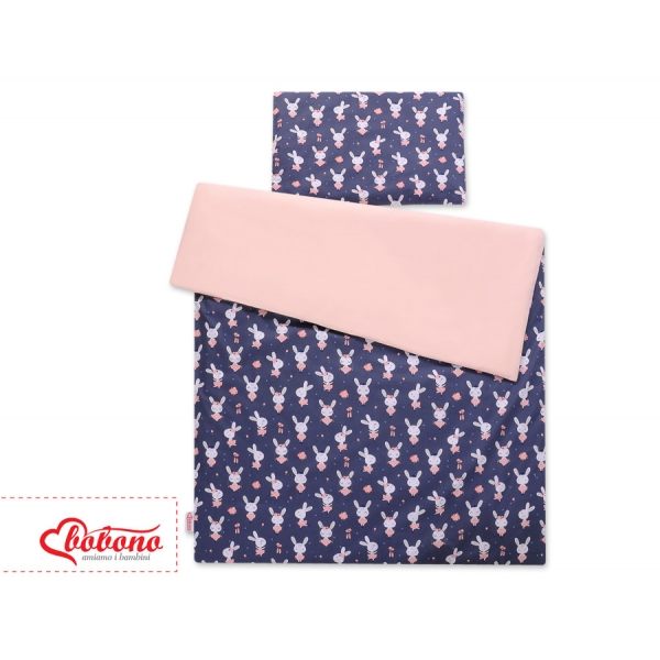 Babybett Bettwäsche Set 2-tlg - Hasen dunkelblau
